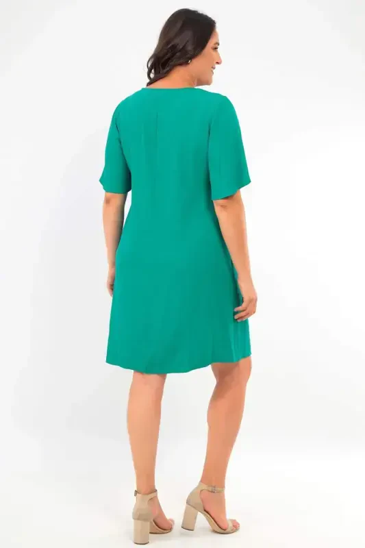 Plus Size Short Sleeve Green Dress - 5