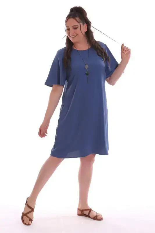 Plus Size Short Sleeve Indigo Dress - 2