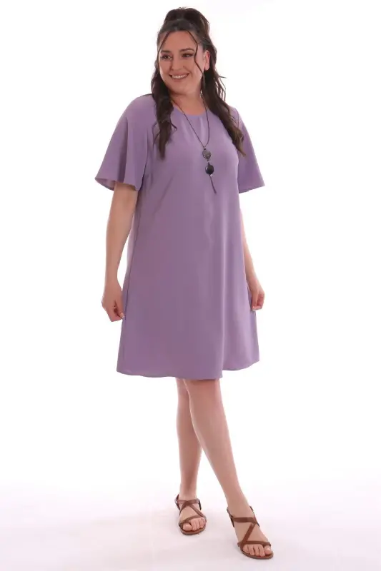 Plus Size Short Sleeve Lilac Dress - 2