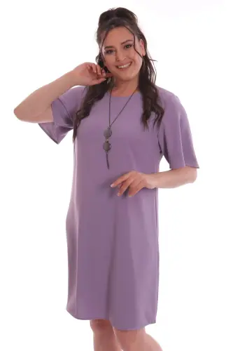 Plus Size Short Sleeve Lilac Dress - 3