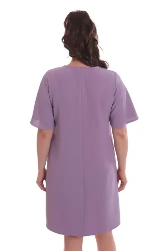 Plus Size Short Sleeve Lilac Dress - 4
