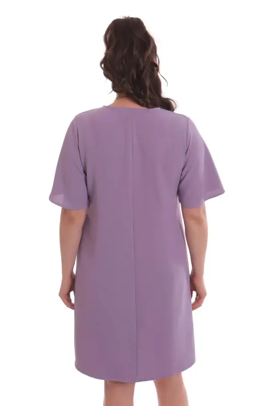 Plus Size Short Sleeve Lilac Dress - 4