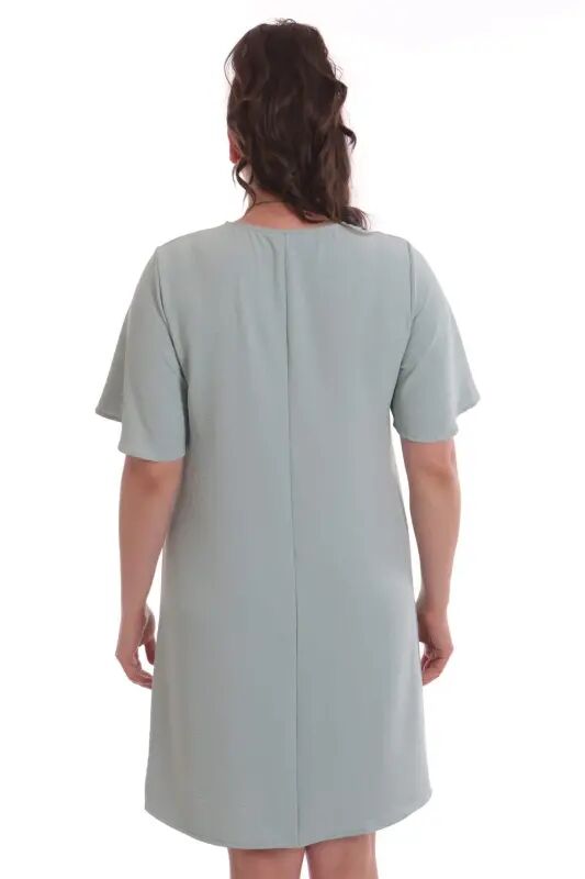 Plus Size Short Sleeve Mint Dress - 4