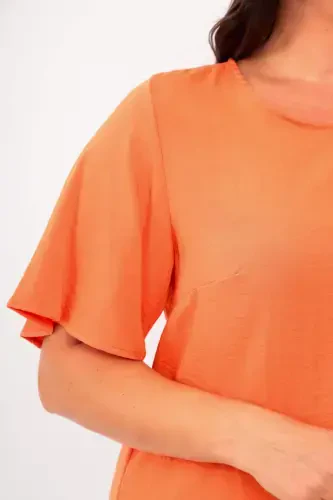 Plus Size Short Sleeve Orange Dress - 4