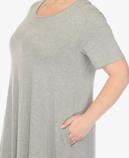 Plus Size Short Sleeve Pocket Swing Midi Dress Heather Gray - 8