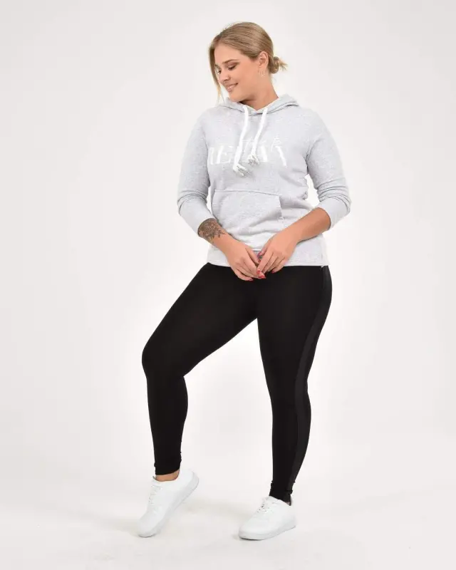 Plus Size Side Stripe Detail Leggings 22877 Black - 2