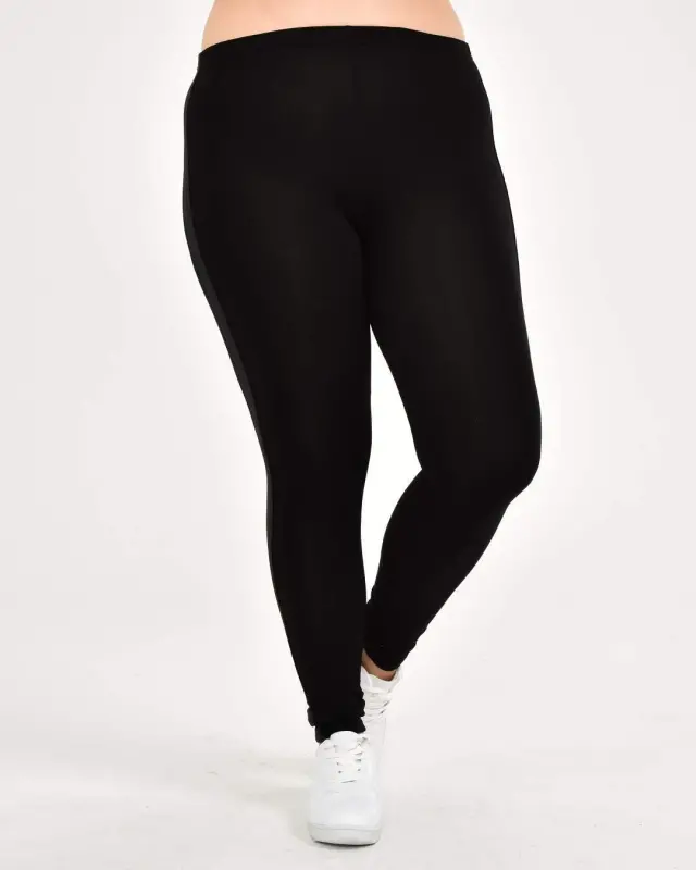 Plus Size Side Stripe Detail Leggings 22877 Black - 4