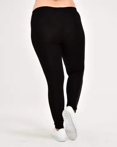 Plus Size Side Stripe Detail Leggings 22877 Black - 7