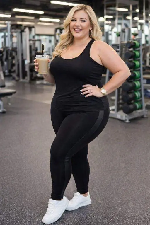 Plus Size Side Stripe Detail Leggings 22877 Black - 8