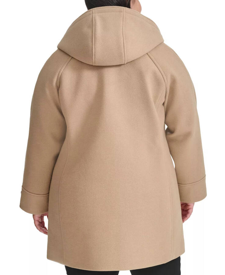 Plus Size Single-Breasted Hooded Button-Front Coat, Created for Modazone Camel - 2