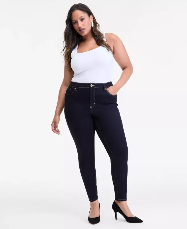 Plus Size Skinny-Leg Denim Jeans, Created for Modazone - 1