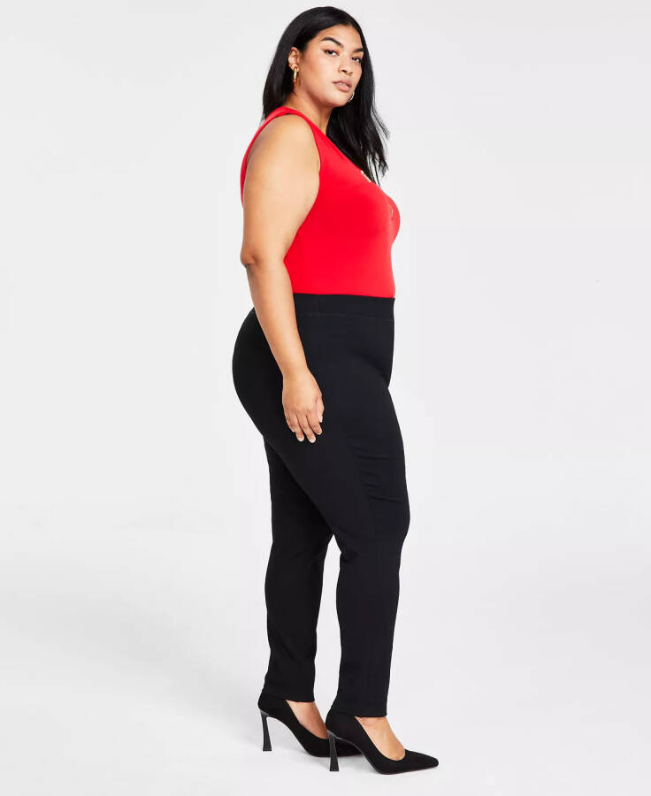 Plus Size Skinny Pull-On Ponte Pants, Created for Modazone Deep Black - 9