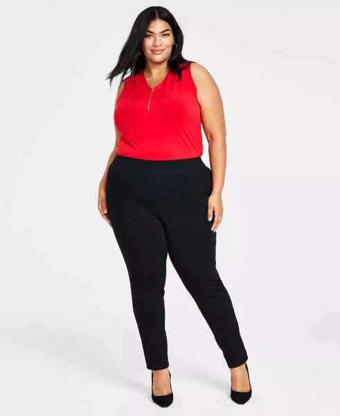 Plus Size Skinny Pull-On Ponte Pants, Created for Modazone-Deep Black - I.N.C. INTERNATIONAL CONCEPTS