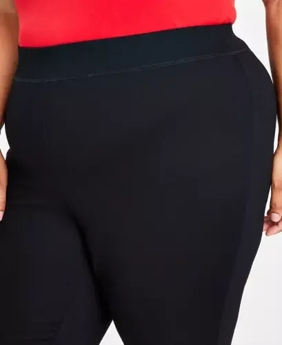Plus Size Skinny Pull-On Ponte Pants, Created for Modazone-Deep Black - 4