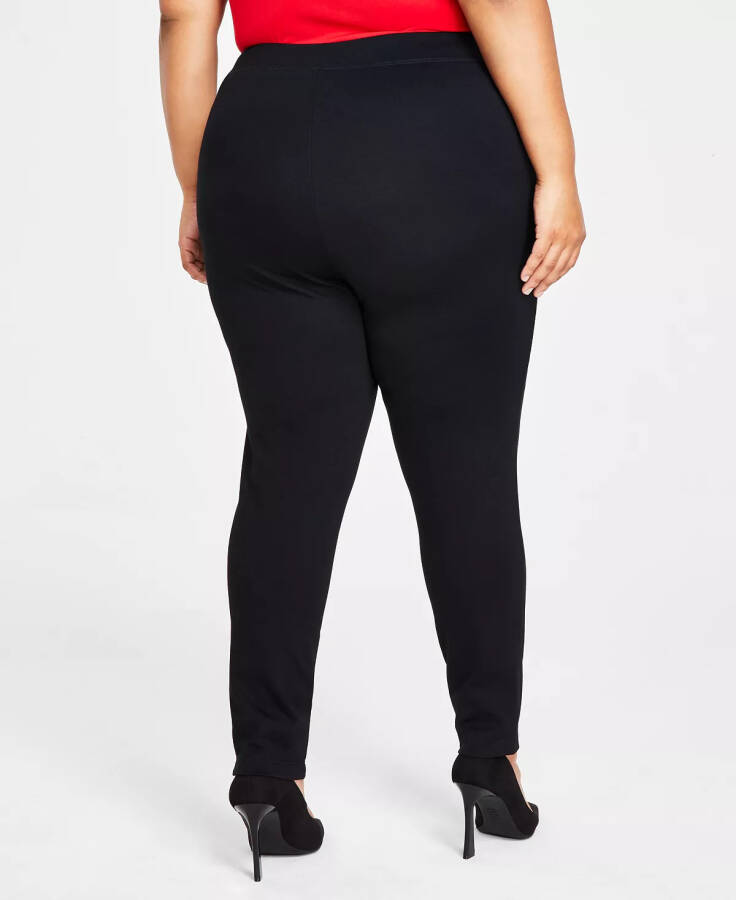 Plus Size Skinny Pull-On Ponte Shim, Modazone-Deep Qora uchun yaratilgan - 2