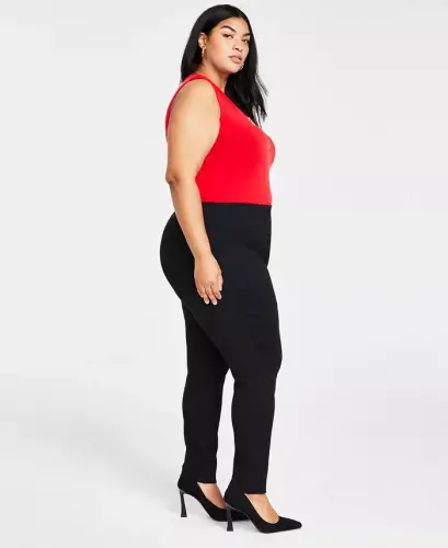 Plus Size Skinny Pull-On Ponte Shim, Modazone-Deep Qora uchun yaratilgan - 3