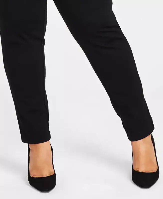 Plus Size Skinny Pull-On Ponte Shim, Modazone-Deep Qora uchun yaratilgan - 5