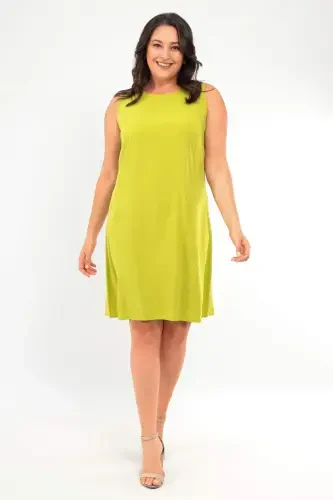 Plus Size Sleeveless Army Green Dress - 1