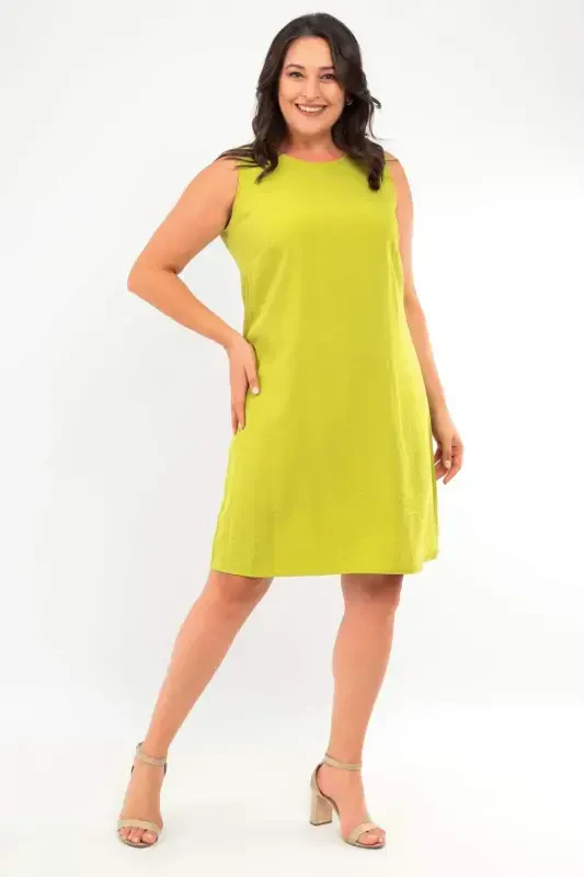 Plus Size Sleeveless Army Green Dress - 3