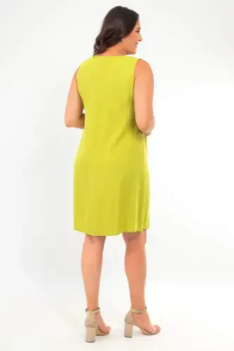 Plus Size Sleeveless Army Green Dress - 5