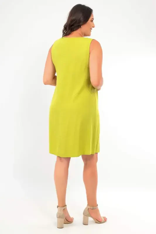 Plus Size Sleeveless Army Green Dress - 5