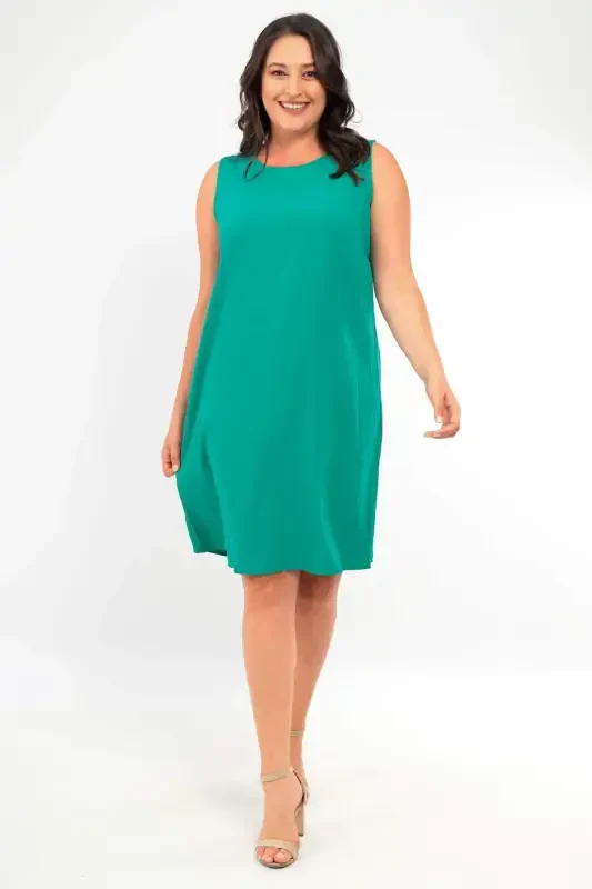 Plus Size Sleeveless Green Dress - 1