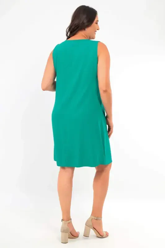 Plus Size Sleeveless Green Dress - 4