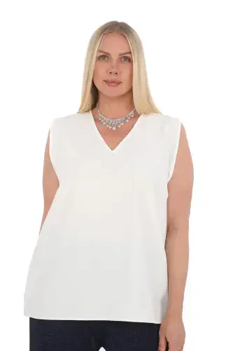 Plus Size Sleeveless White Evening Blouse GLS6002 - 1