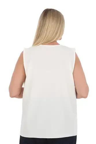 Plus Size Sleeveless White Evening Blouse GLS6002 - 4