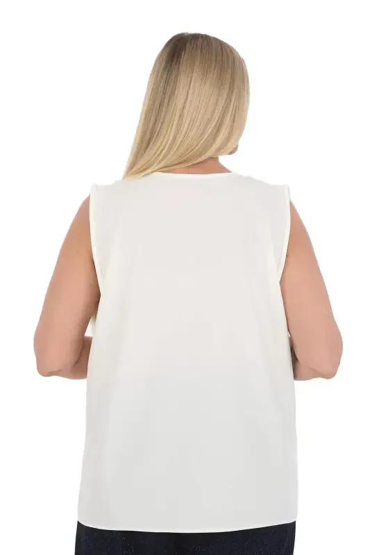 Plus Size Sleeveless White Evening Blouse GLS6002 - 4