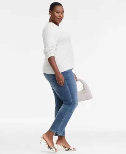 Plus Size Slim Tech Rolled-Cuff Boyfriend Jeans, Created for Modazone - 5
