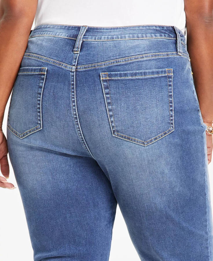 Plus Size Slim Tech Rolled-Cuff Boyfriend Jeans, Created for Modazone Medium Indigo - 6