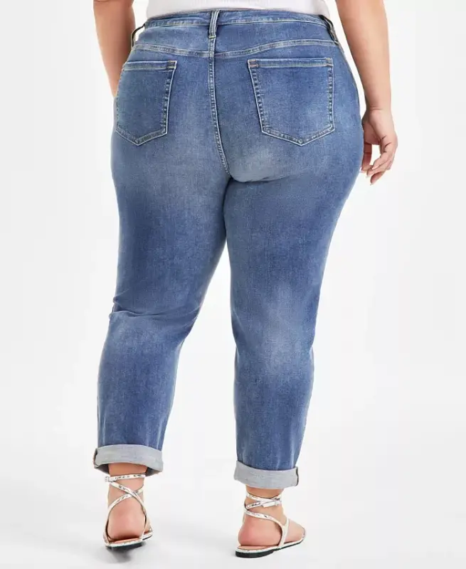 Plus Size Slim Tech Rolled-Cuff Boyfriend Jinslar, Modazone uchun yaratilgan - 3