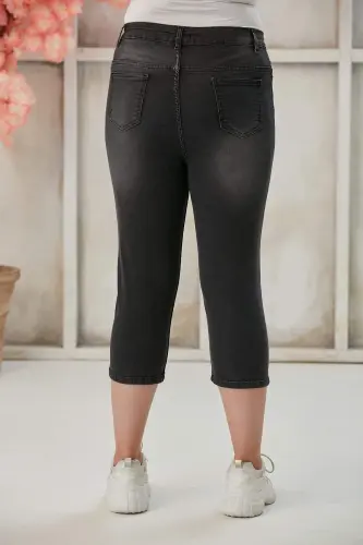 Plus Size Smokey Gray Denim Capri Pants - 4
