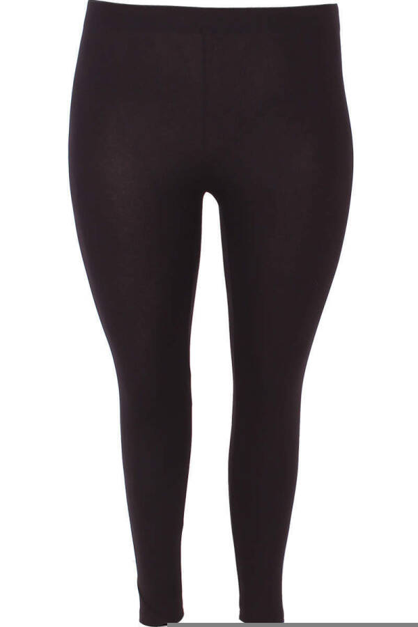 Plus Size Solid Color Leggings 22639 Black - 3