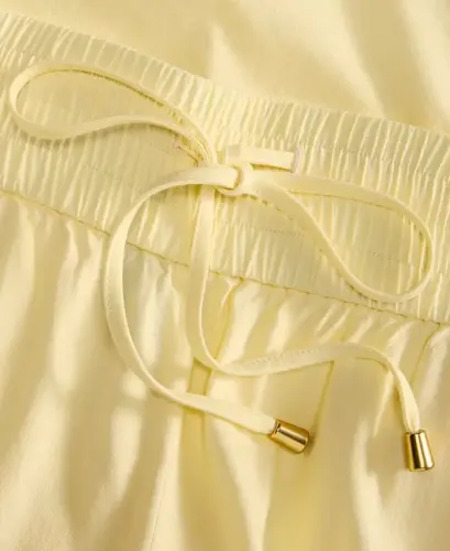 Plus Size Solid Drawstring Wide-Leg Pants, Exclusively at Modazone - Yellow Mist - 6