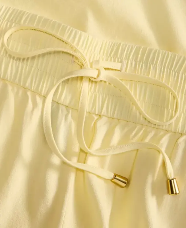 Plus Size Solid Drawstring Wide-Leg Pants, Exclusively at Modazone - Yellow Mist - 6