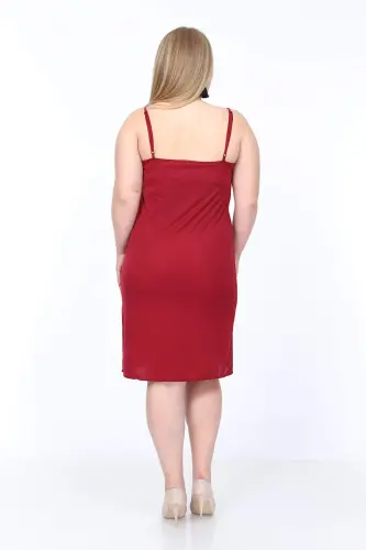 Plus Size Spaghetti Strap V Neck Slip Dress KL4569 Burgundy - 1