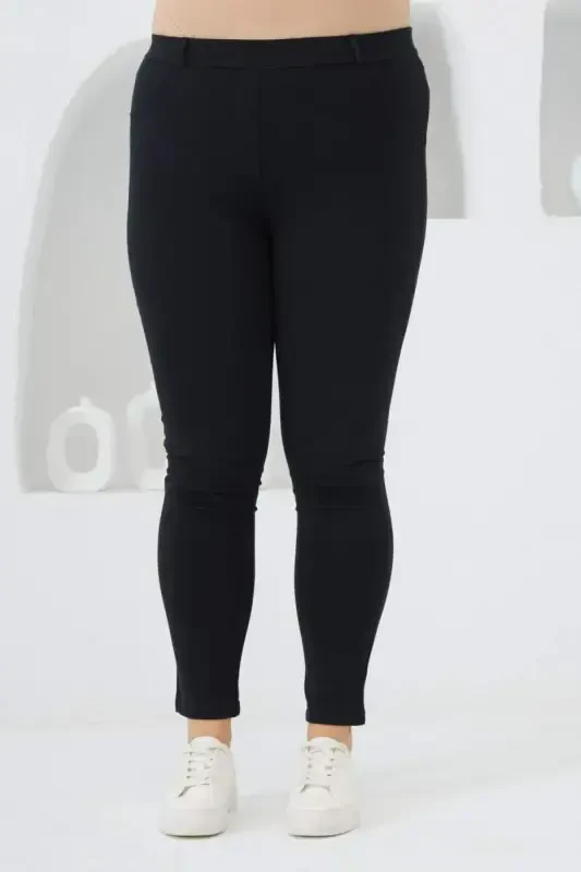 Plus Size Steel Knit Leggings Navy Blue - 1