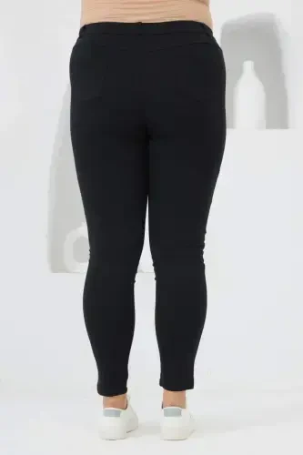 Plus Size Steel Knit Leggings Navy Blue - 4