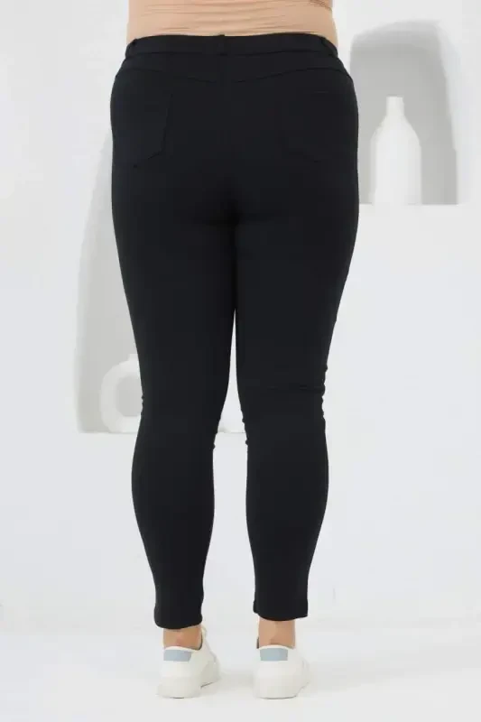 Plus Size Steel Knit Leggings Navy Blue - 4