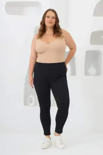 Plus Size Steel Knit Leggings Navy Blue - 5