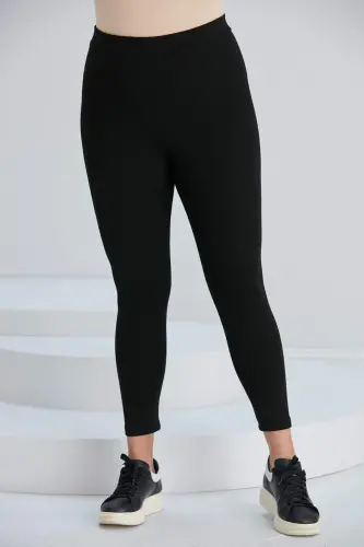 Plus Size Steel Knitted Leggings Black - 1