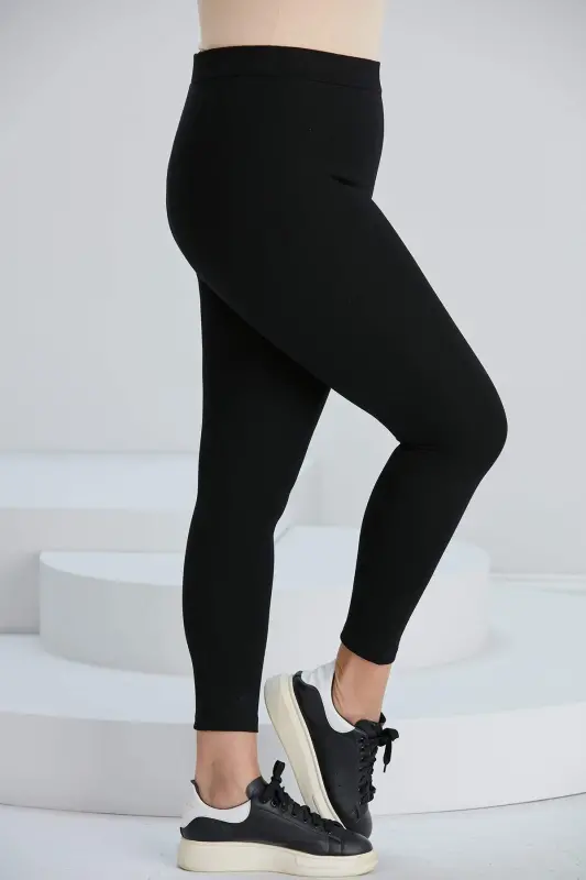 Plus Size Steel Knitted Leggings Black - 2