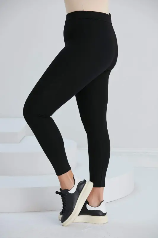 Plus Size Steel Knitted Leggings Black - 3