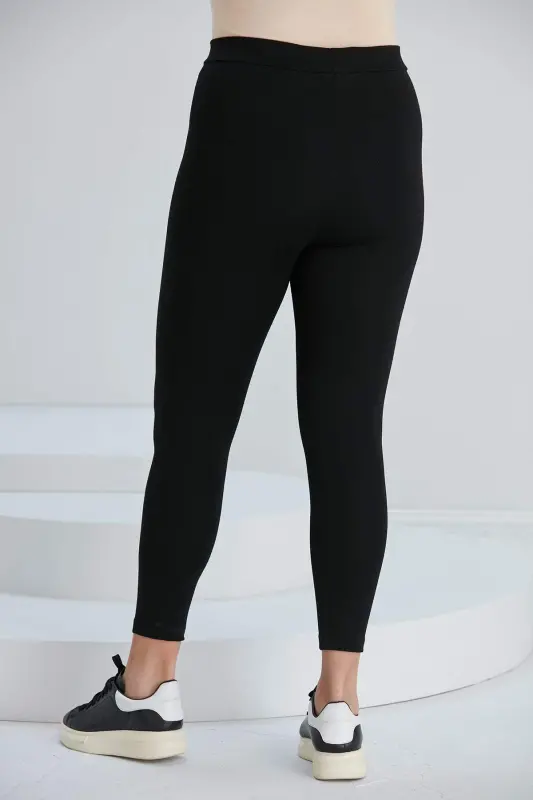 Plus Size Steel Knitted Leggings Black - 4