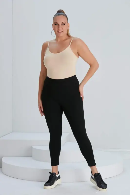 Plus Size Steel Knitted Leggings Black - 5