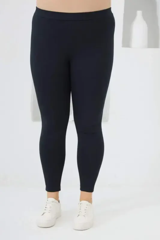 Plus Size Steel Knitted Tights Navy Blue - 1