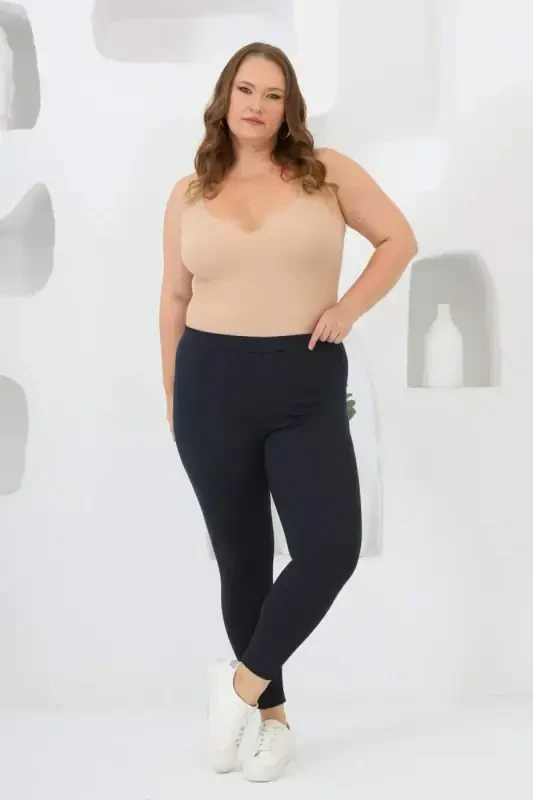 Plus Size Steel Knitted Tights Navy Blue - 5