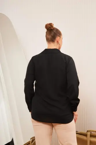 Plus Size Stone Detail Blouse Black - 7